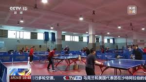 乒乓球台面边缘落地